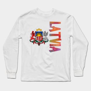 Latvia Coat of Arms Design Long Sleeve T-Shirt